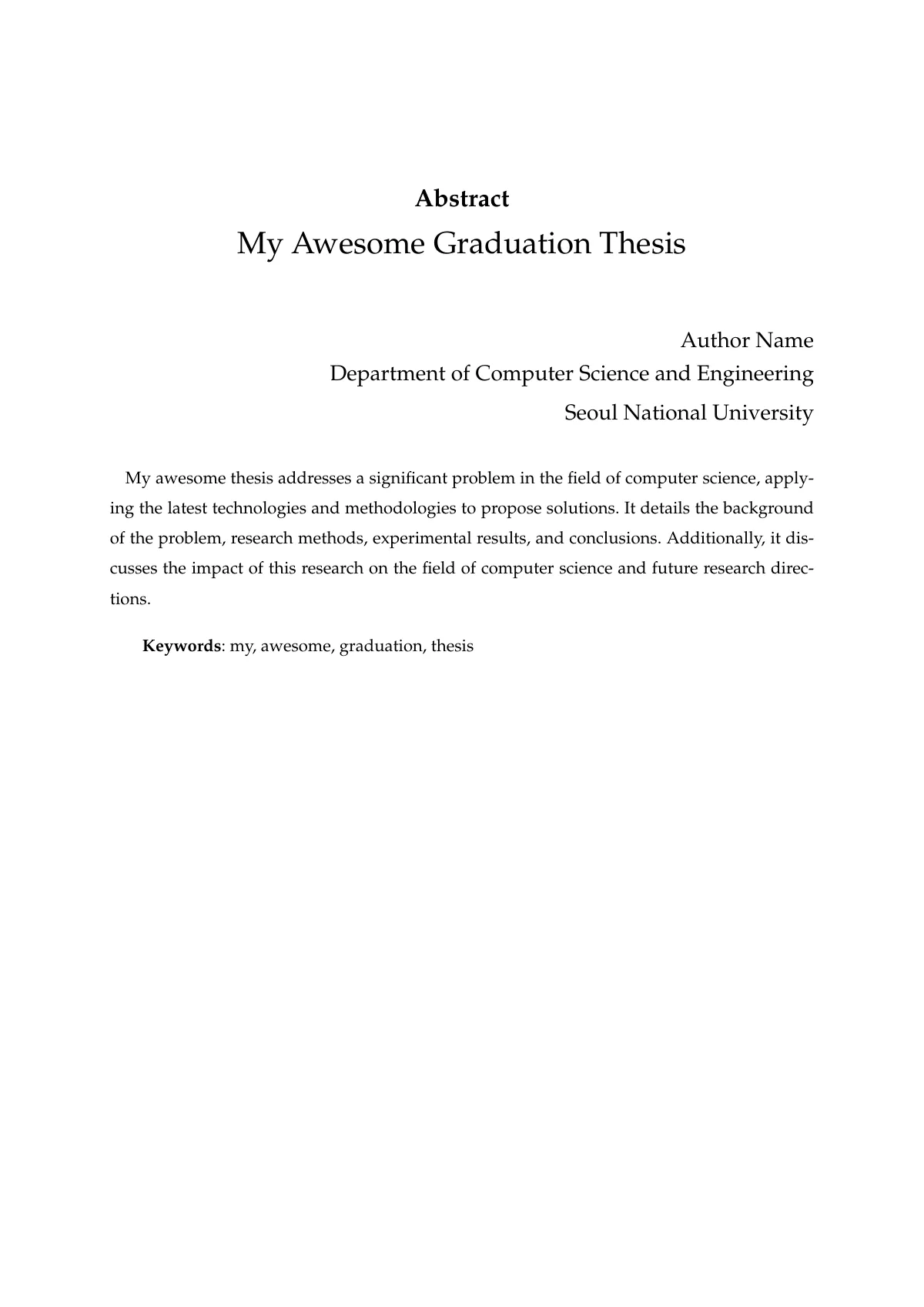 Seoul National University CSE bachelor's thesis LaTeX template, page 2 of 6