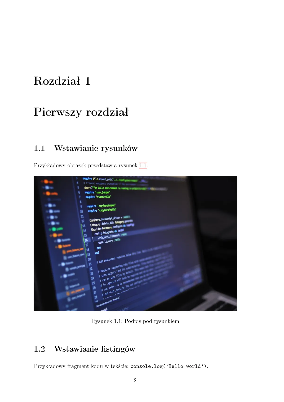 Łódź University of Technology FTIMS thesis, Polish LaTeX template, page 4 of 13