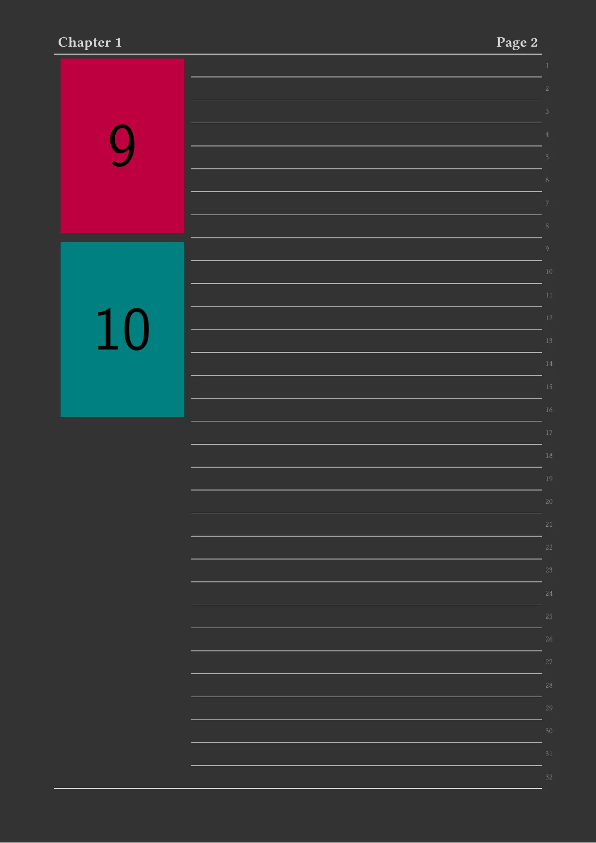 Beamer-style slides on note pages, 32 per page LaTeX template, page 2 of 4