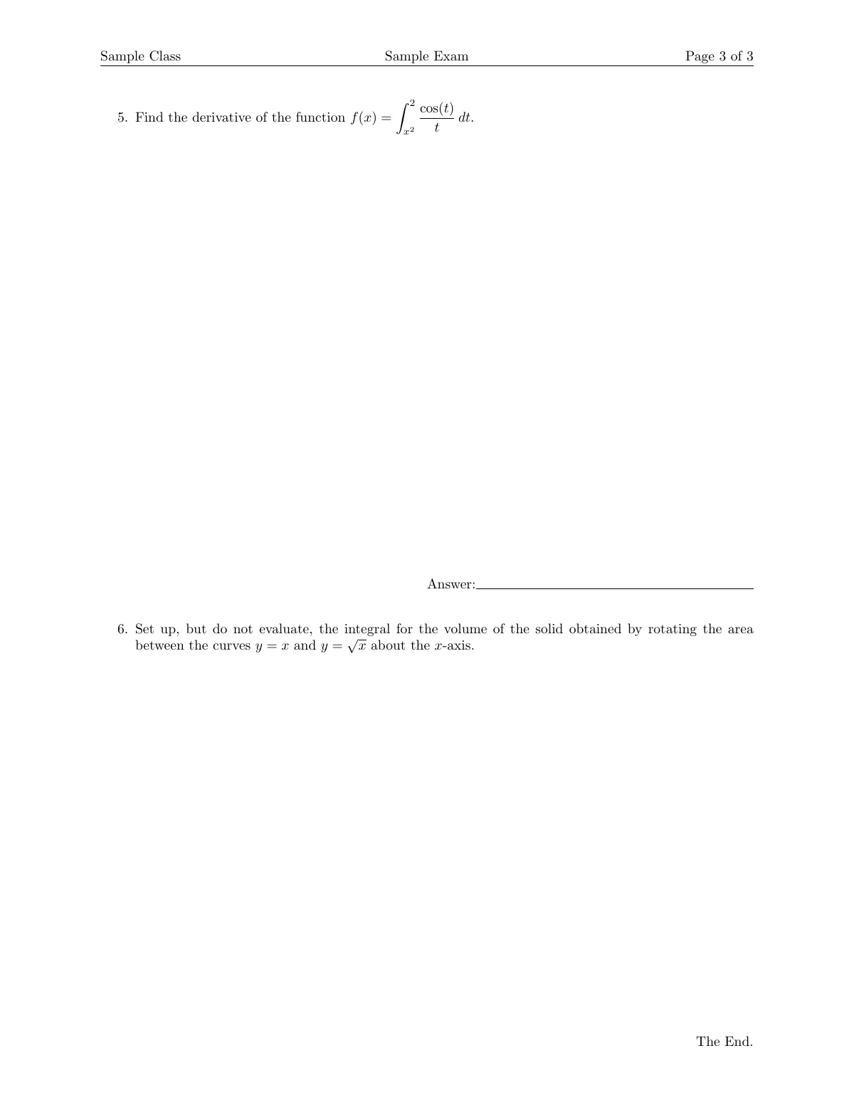 LaTeX-Vorlage Mathematics exam with work space (mathexam), Seite 3 von 3