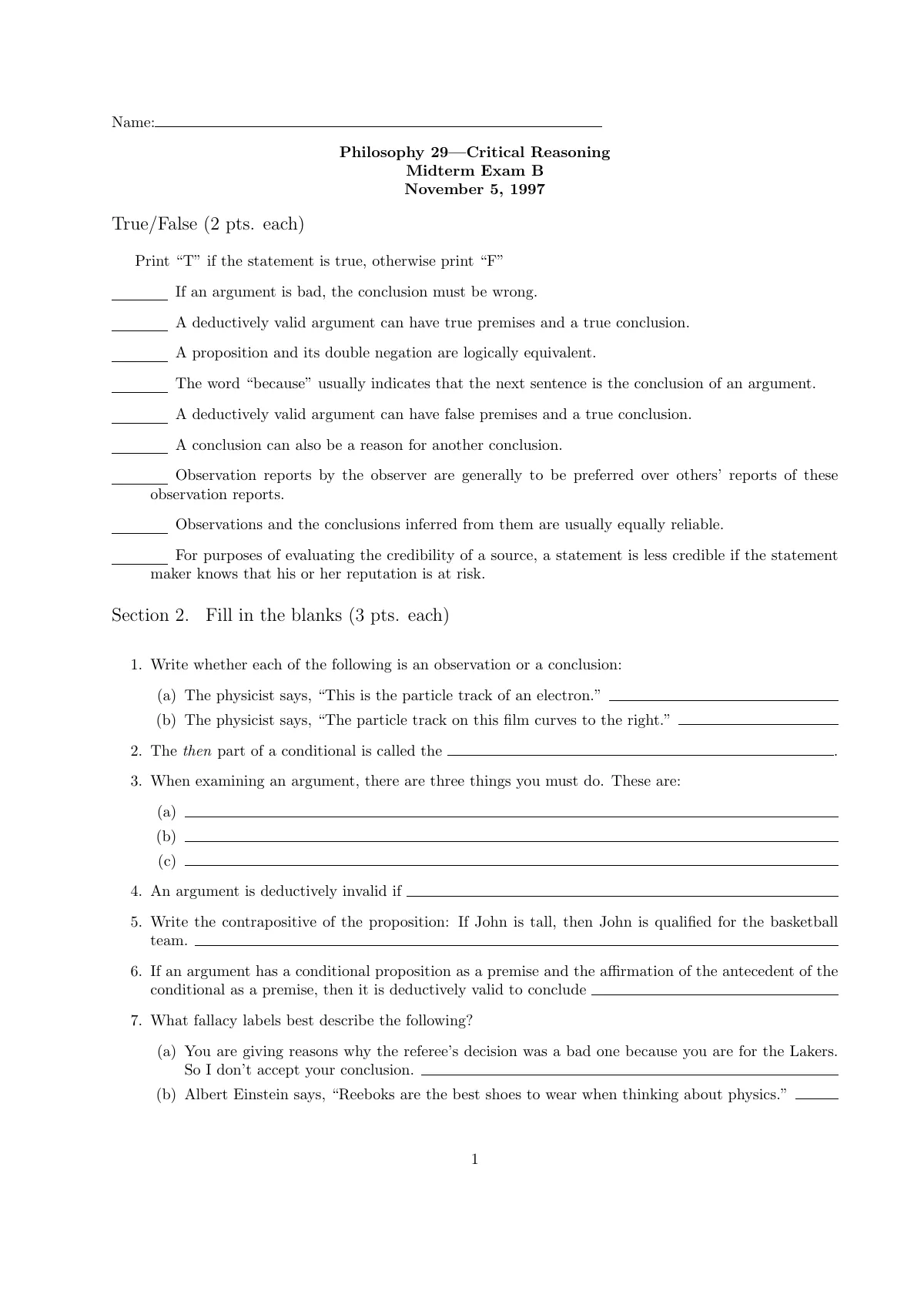 LaTeX-Vorlage Philosophy midterm exam (examdesign C), Seite 3 von 6