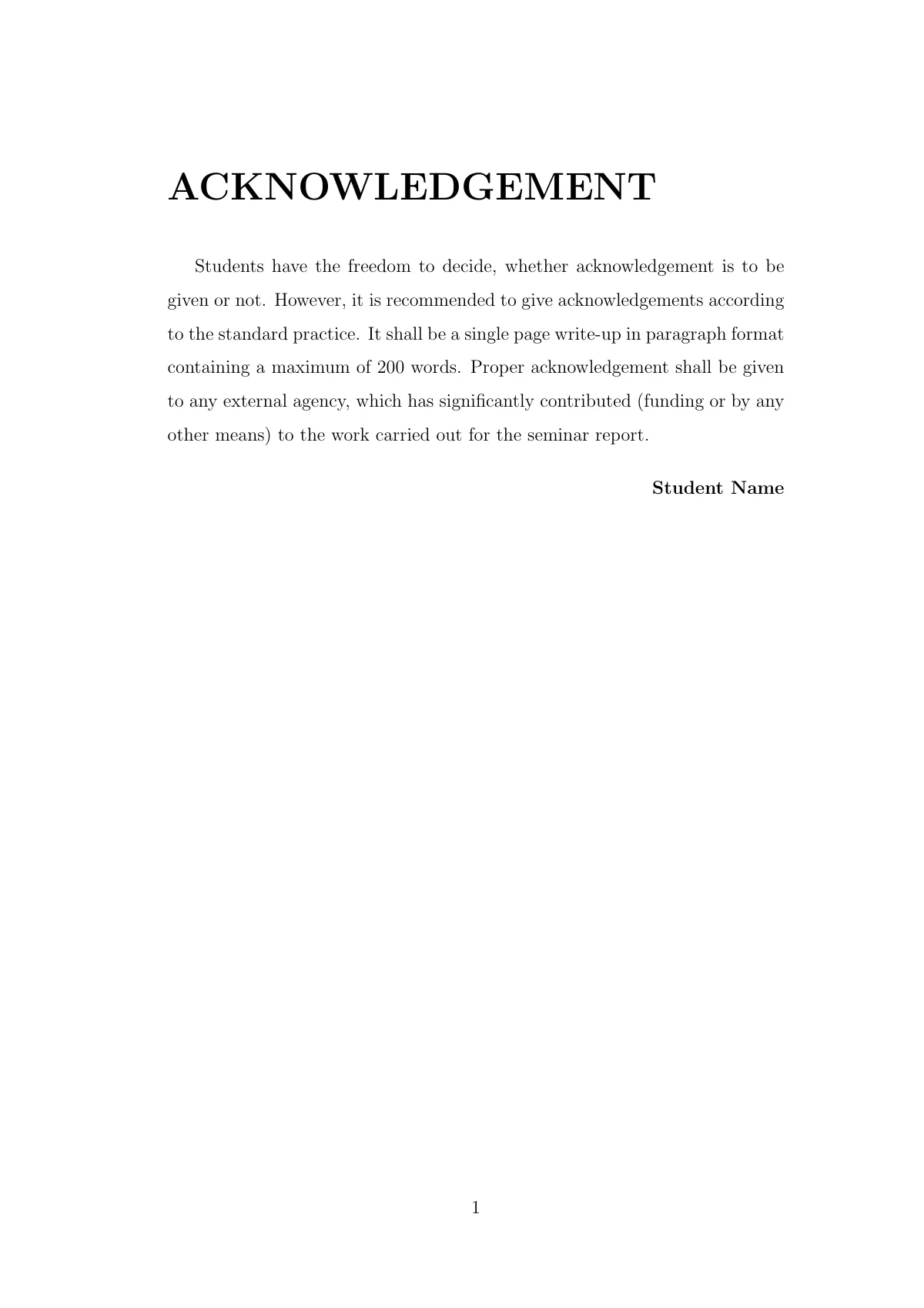 NIT Calicut seminar report, Mechanical Engineering LaTeX template, page 2 of 16