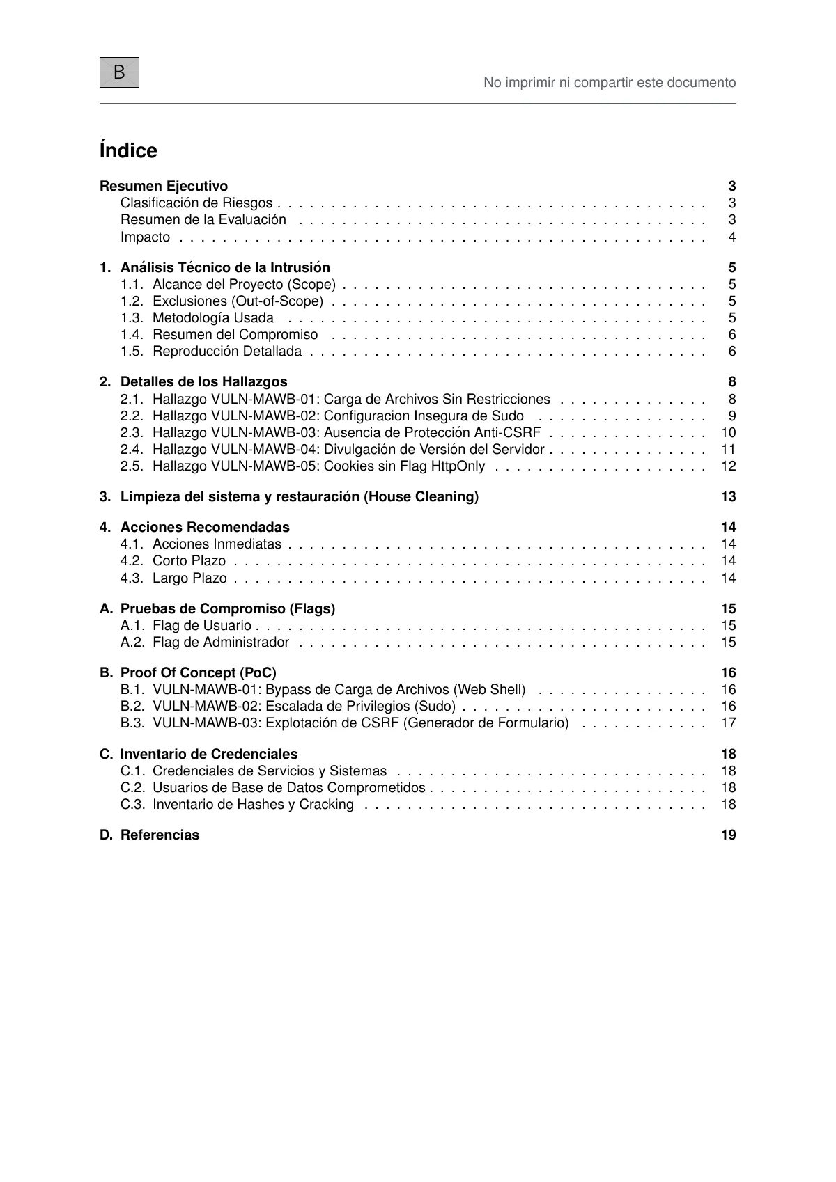 Plantilla de LaTeX Informe de pentesting en español, página 2 de 20