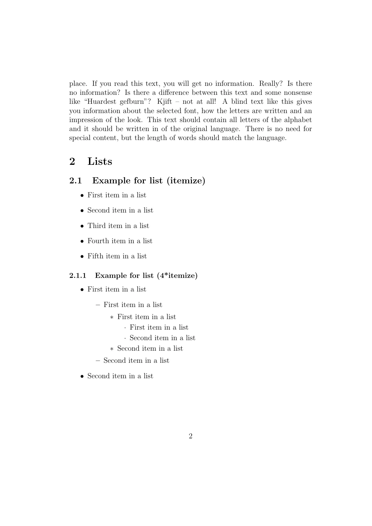 Basic article with sections, for container-based editors LaTeX template, page 2 of 4