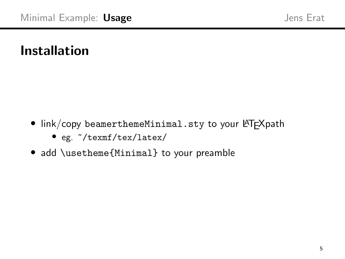 LaTeX-Vorlage Minimale Beamer-Präsentation, Seite 5 von 5