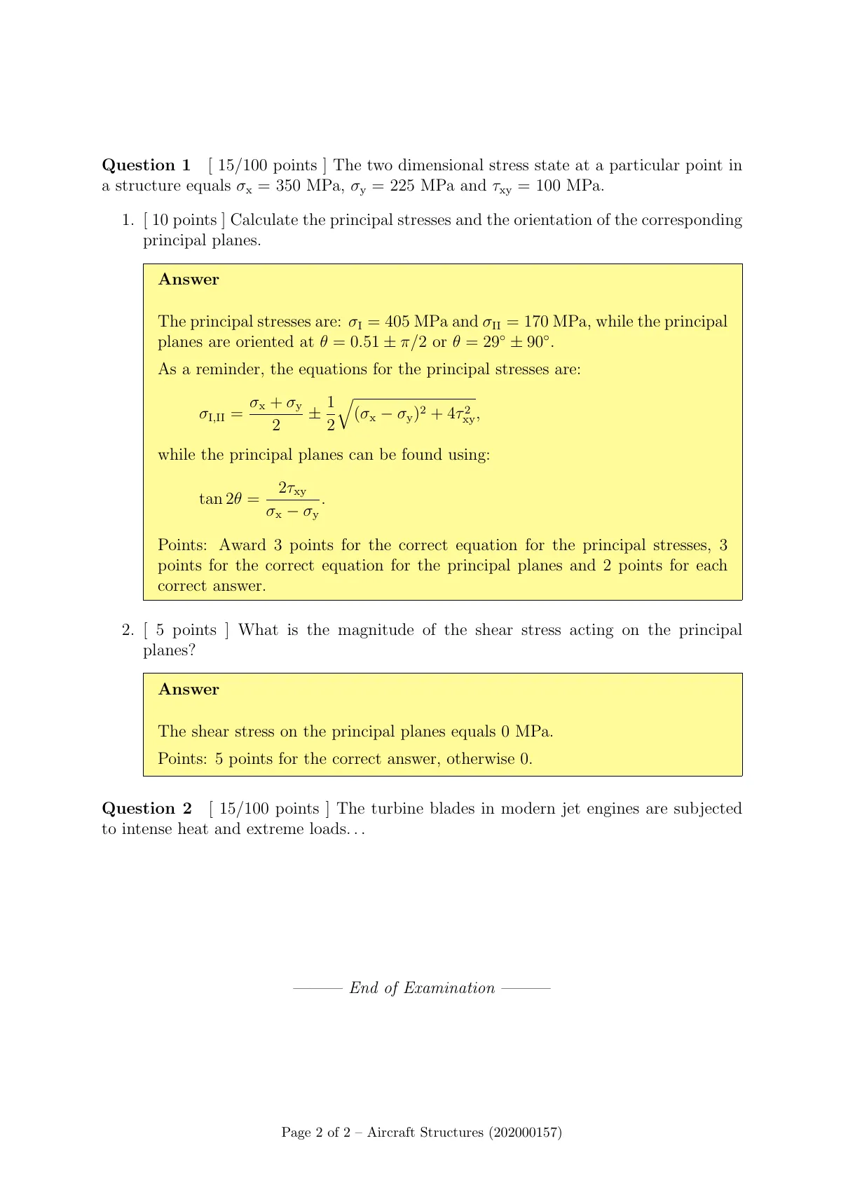 LaTeX-Vorlage Schriftliche Prüfung mit Deckblatt und Anweisungen, Seite 3 von 3