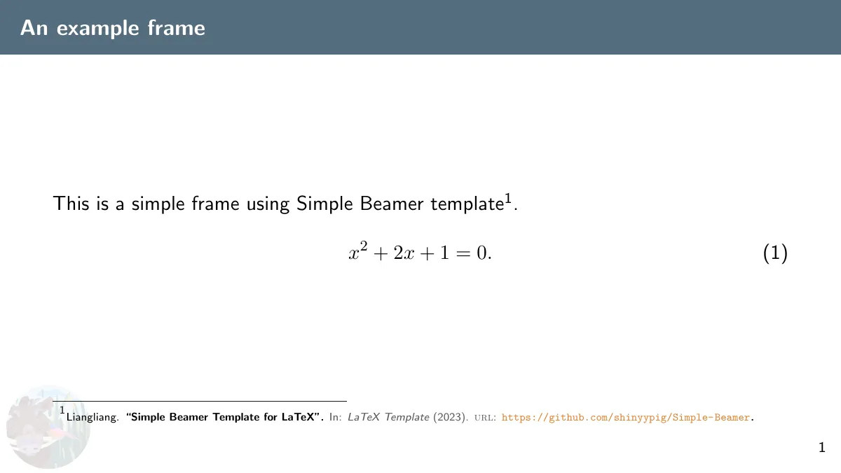 Simple Beamer presentation with logo and references LaTeX template, page 2 of 4