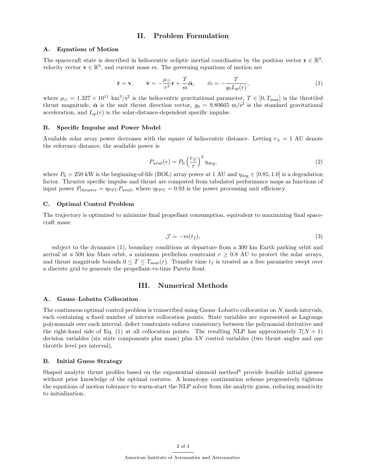LaTeX-Vorlage AIAA-Konferenzartikel für Luft- und Raumfahrt, Seite 2 von 4