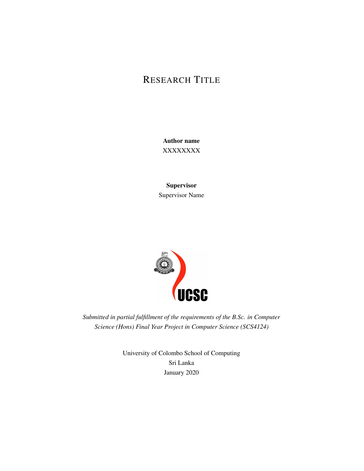 LaTeX-Vorlage Forschungsarbeit der University of Colombo School of Computing, Seite 2 von 23