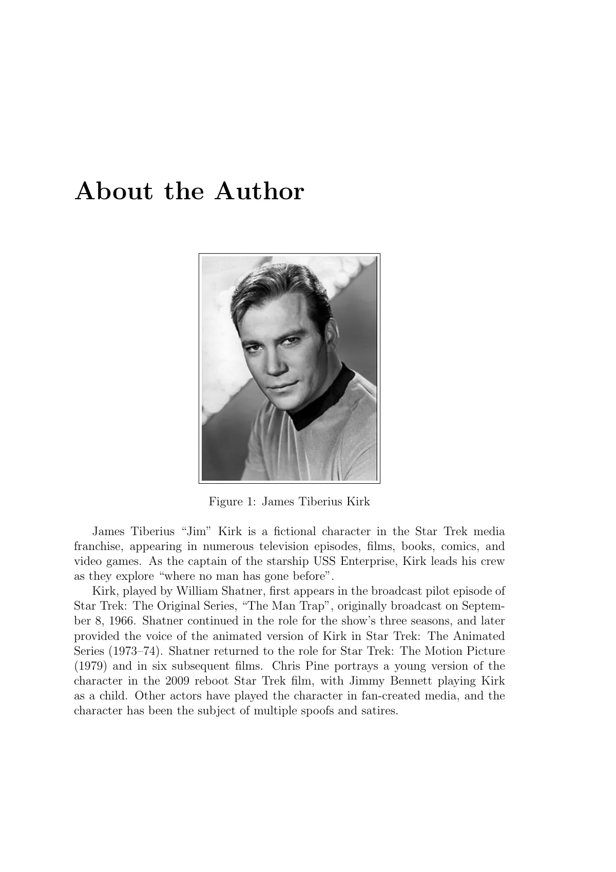 Book with dedication, about the author and chapters LaTeX template, page 5 of 13