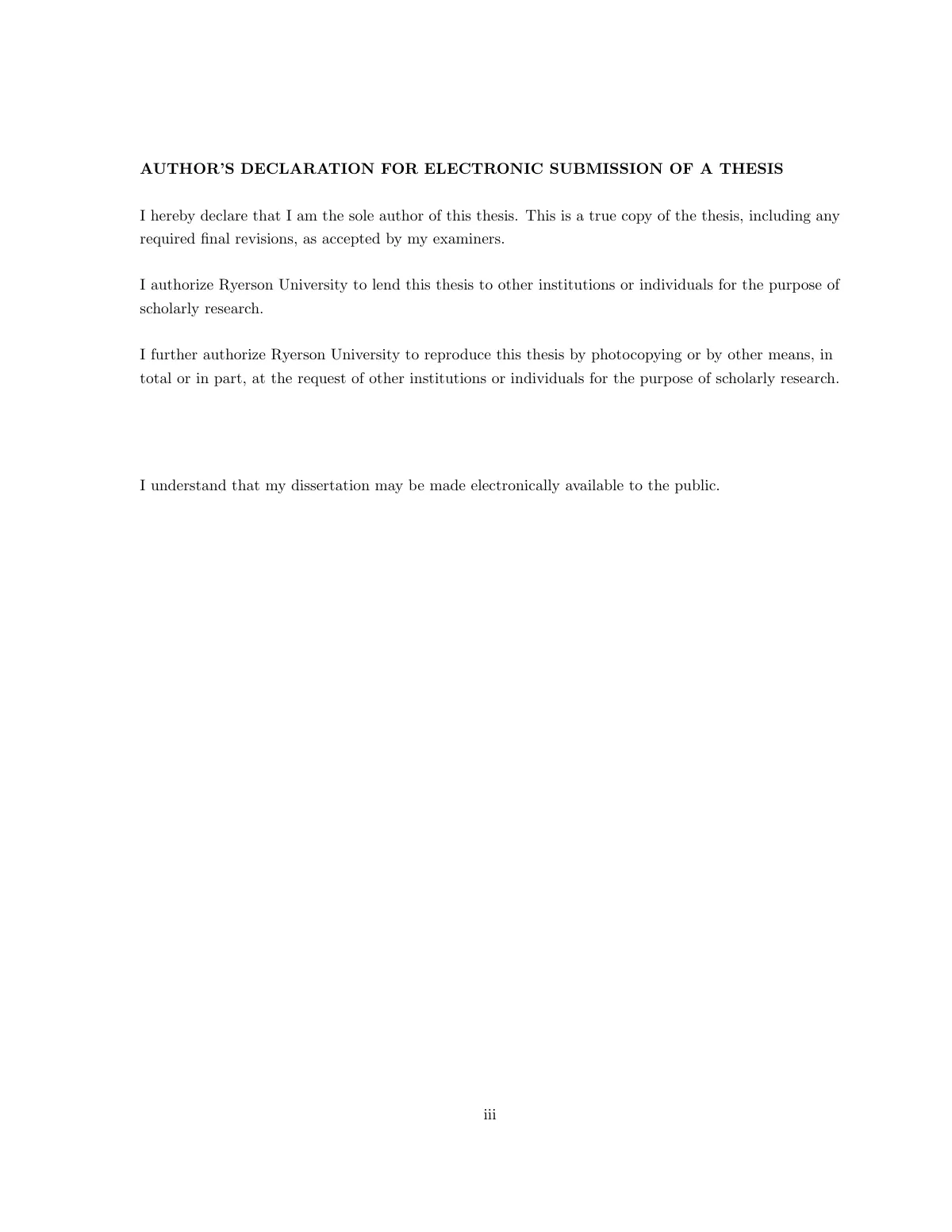 LaTeX-Vorlage Ryerson University Abschlussarbeit und Dissertation, Seite 3 von 33