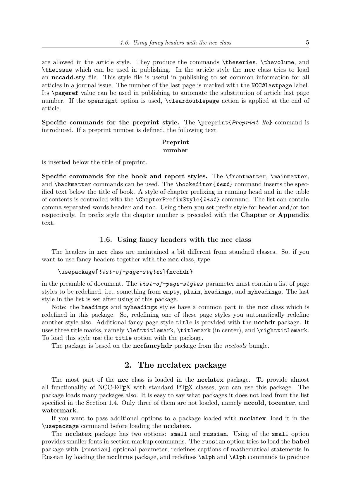 NCC-LaTeX class and packages manual LaTeX template, page 5 of 17