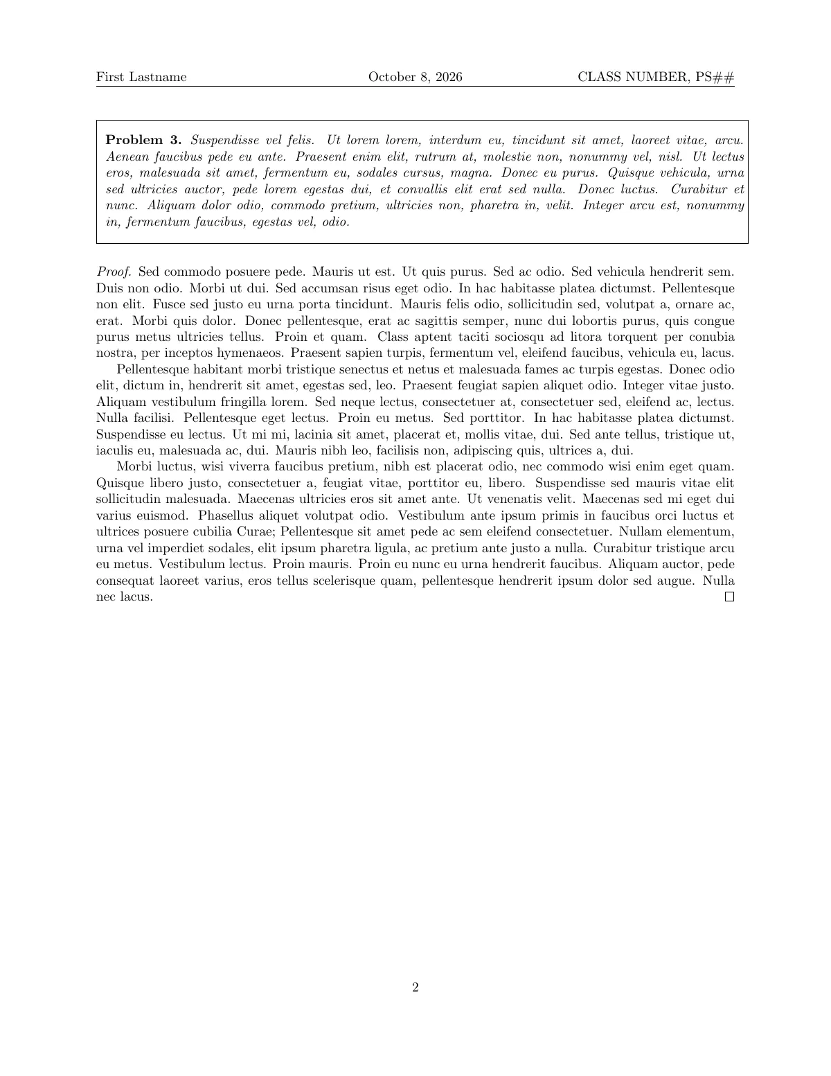 LaTeX-Vorlage Einfacher Artikel für Hausaufgaben, Seite 2 von 2