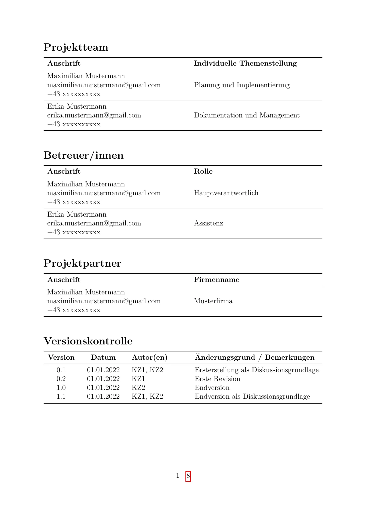 LaTeX-mallen Specifikation för tekniskt examensarbete vid HTL Weiz, sida 2 av 9