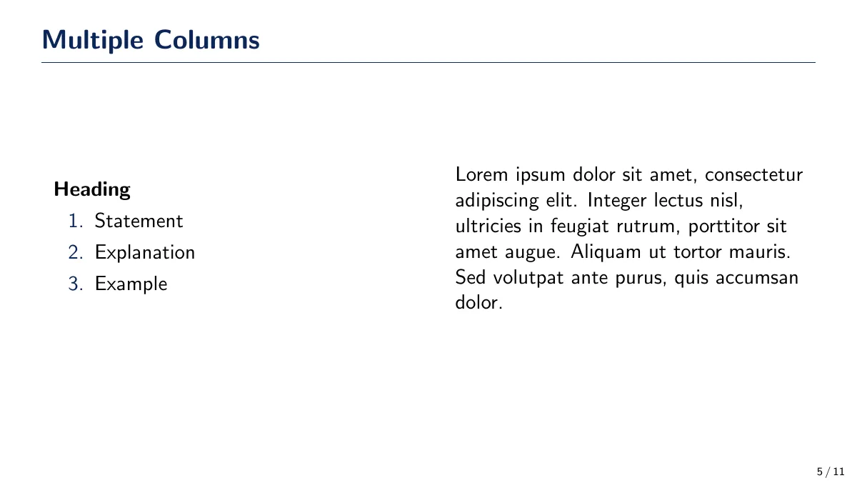 SimplePlus minimalist Beamer theme LaTeX template, page 5 of 11