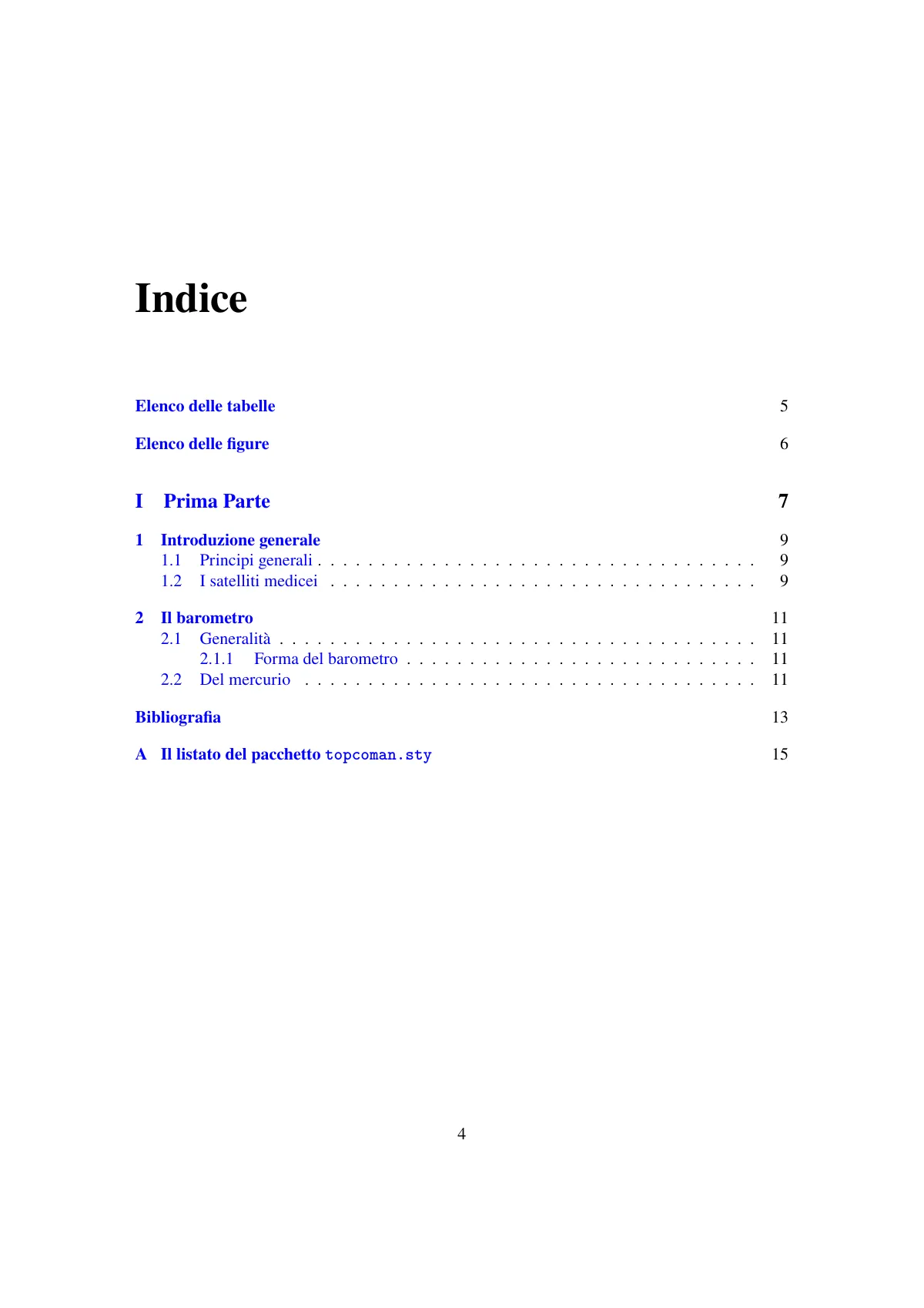 Modèle LaTeX Projet de fin d'études secondaires italien, toptesi, page 4 sur 18