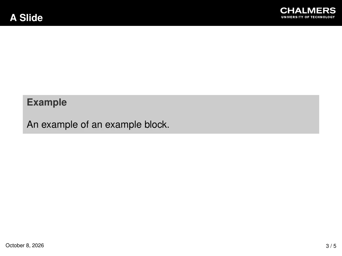 Chalmers Beamer presentation LaTeX template, page 3 of 5