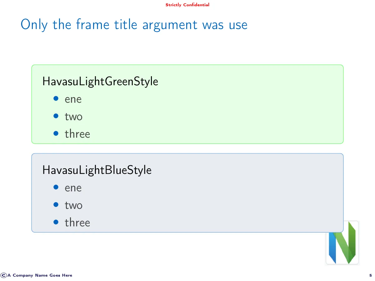 LaTeX-Vorlage Havasu Beamer presentation, Seite 5 von 9