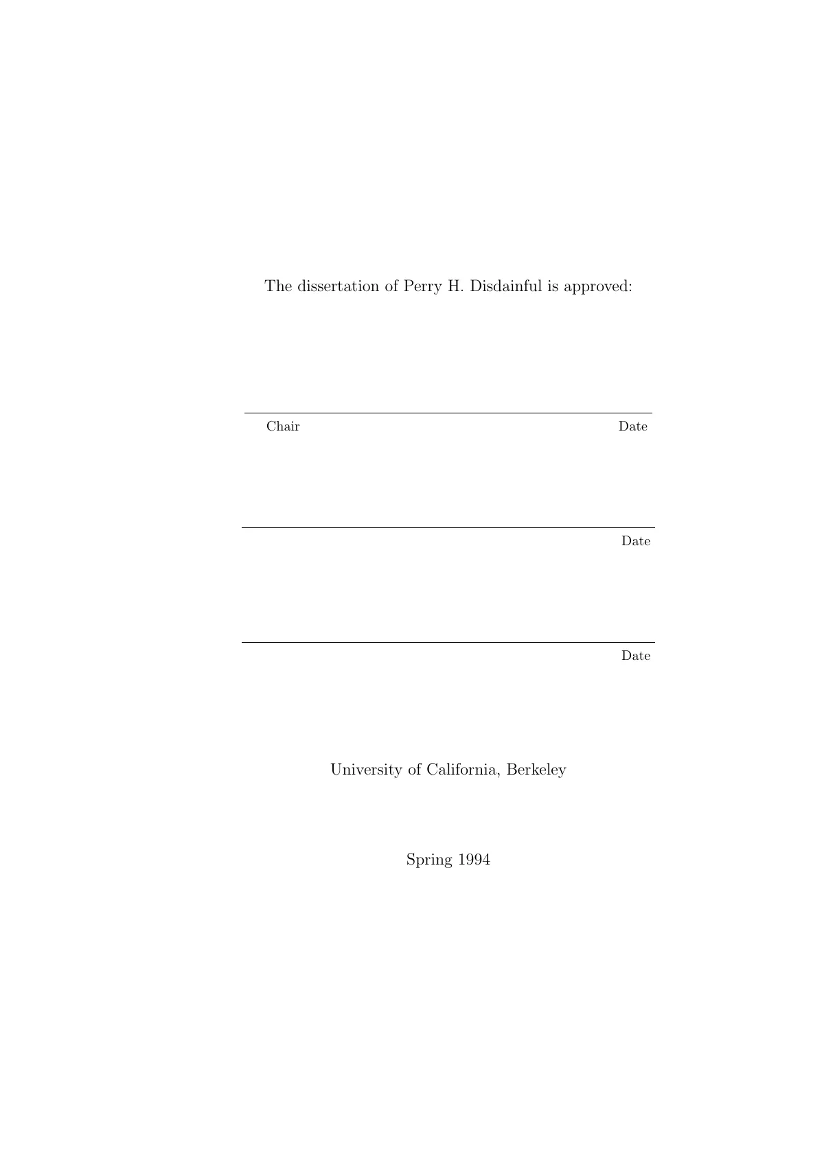 University of California PhD dissertation (report style) LaTeX template, page 2 of 18