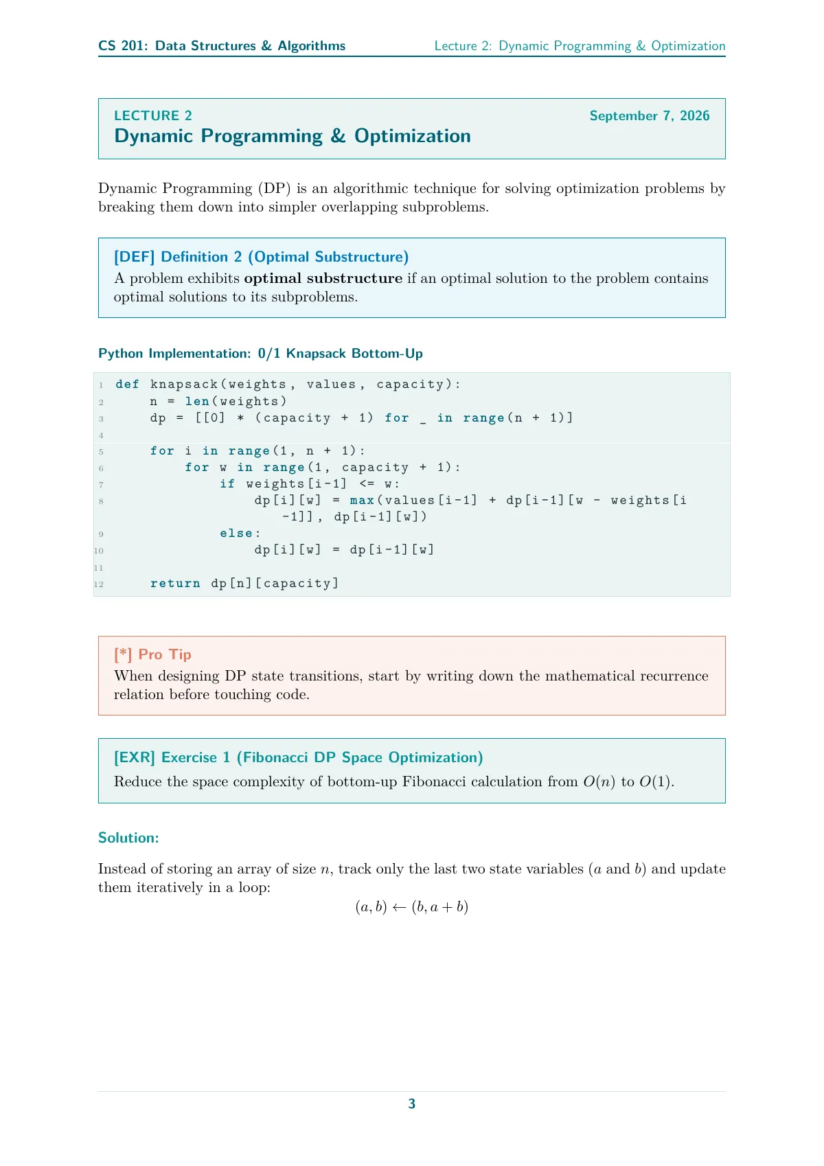 Modern course notes with lecture tracking LaTeX template, page 3 of 3