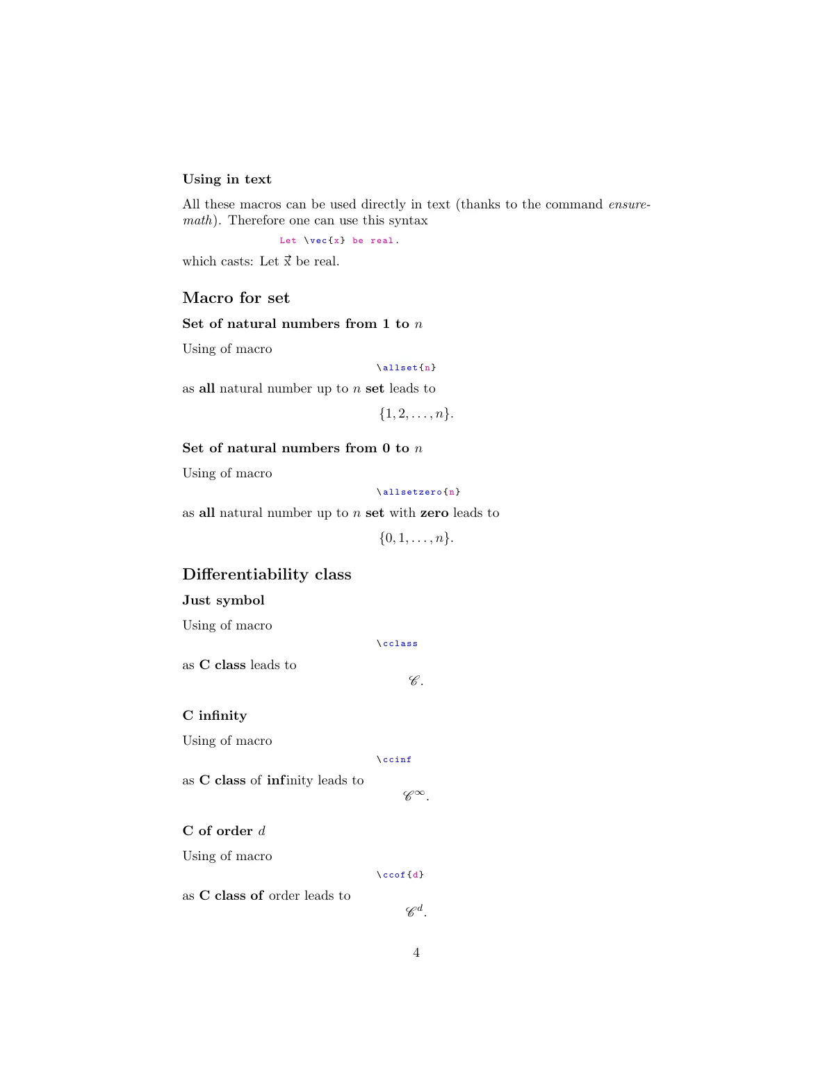 FNSPE notation package guide LaTeX template, page 4 of 10