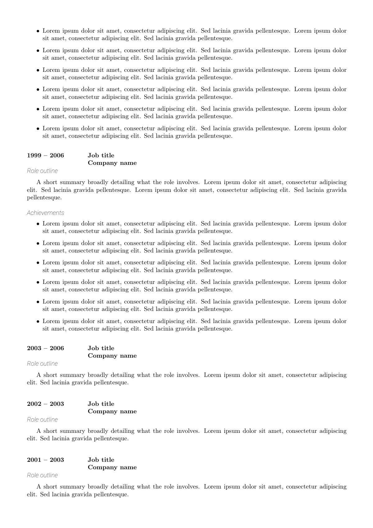 LaTeX-mallen Lättläst CV med kontaktsida och signatur, sida 2 av 4