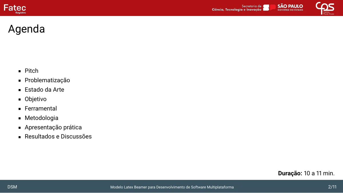 LaTeX-mallen Beamer-presentation, FATEC Registro, sida 2 av 11