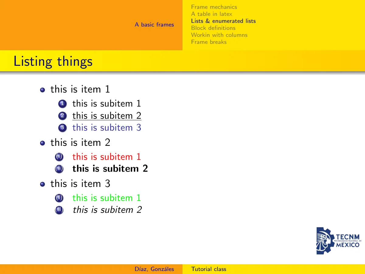 Beamer presentation course LaTeX template, page 5 of 11