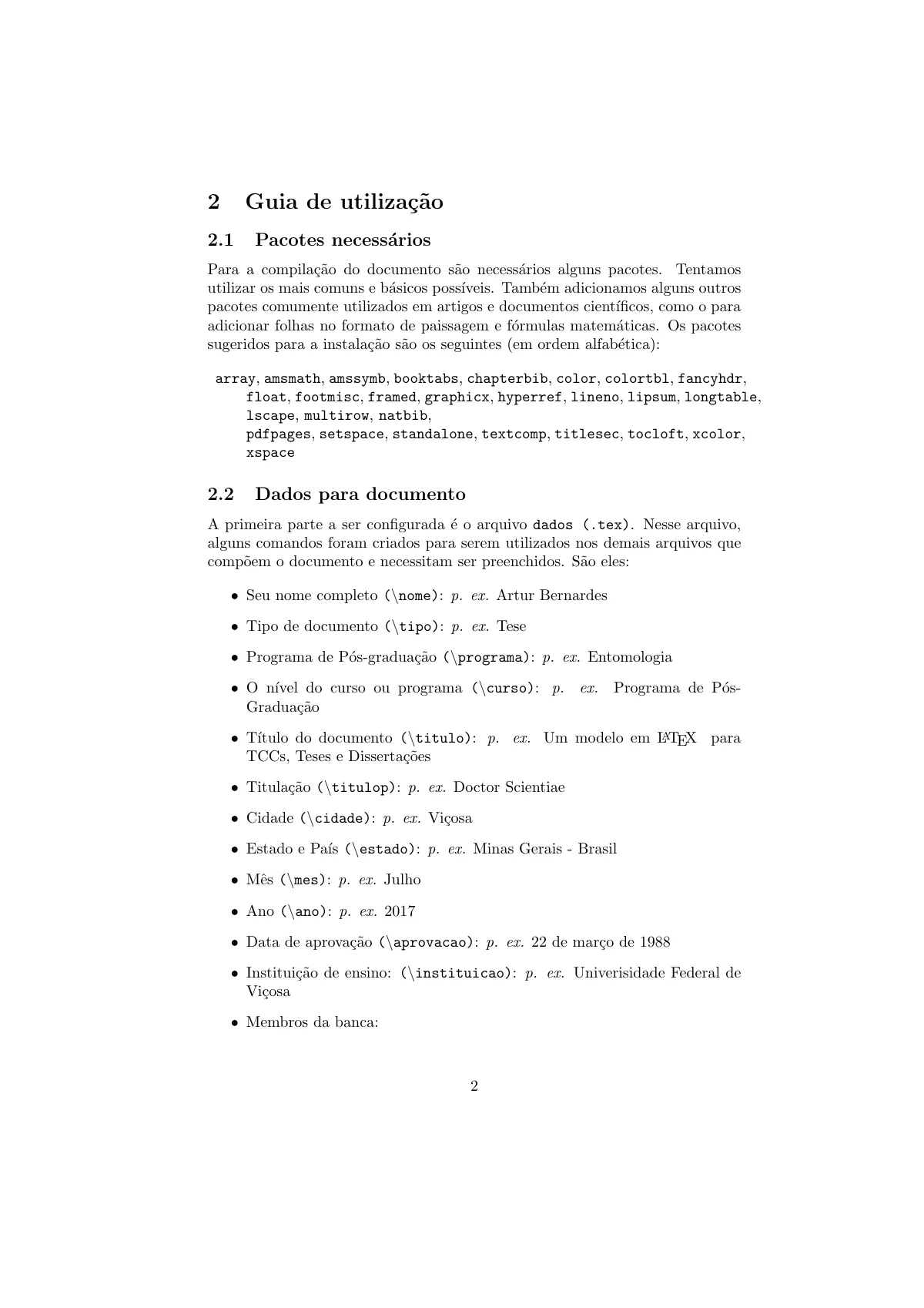 Universidade Federal de Viçosa thesis (ecothesis) LaTeX template, page 2 of 4