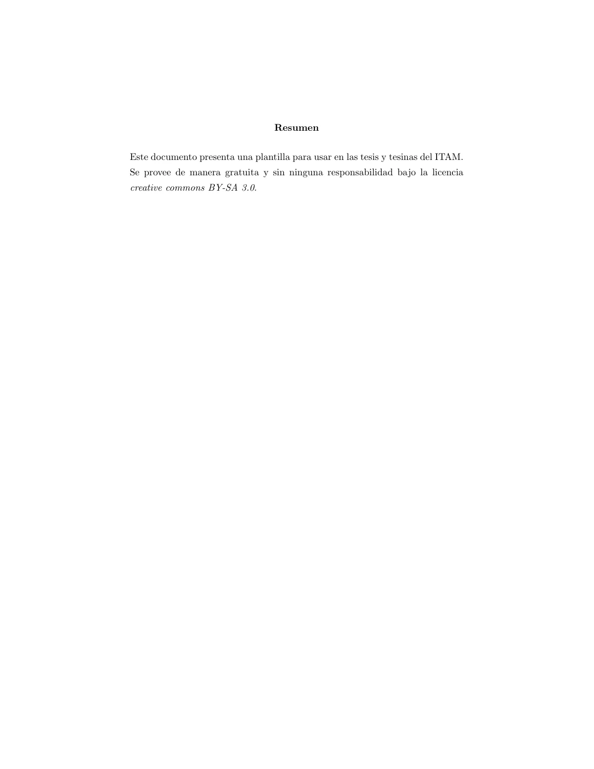 ITAM thesis and tesina, Spanish LaTeX template, page 3 of 12