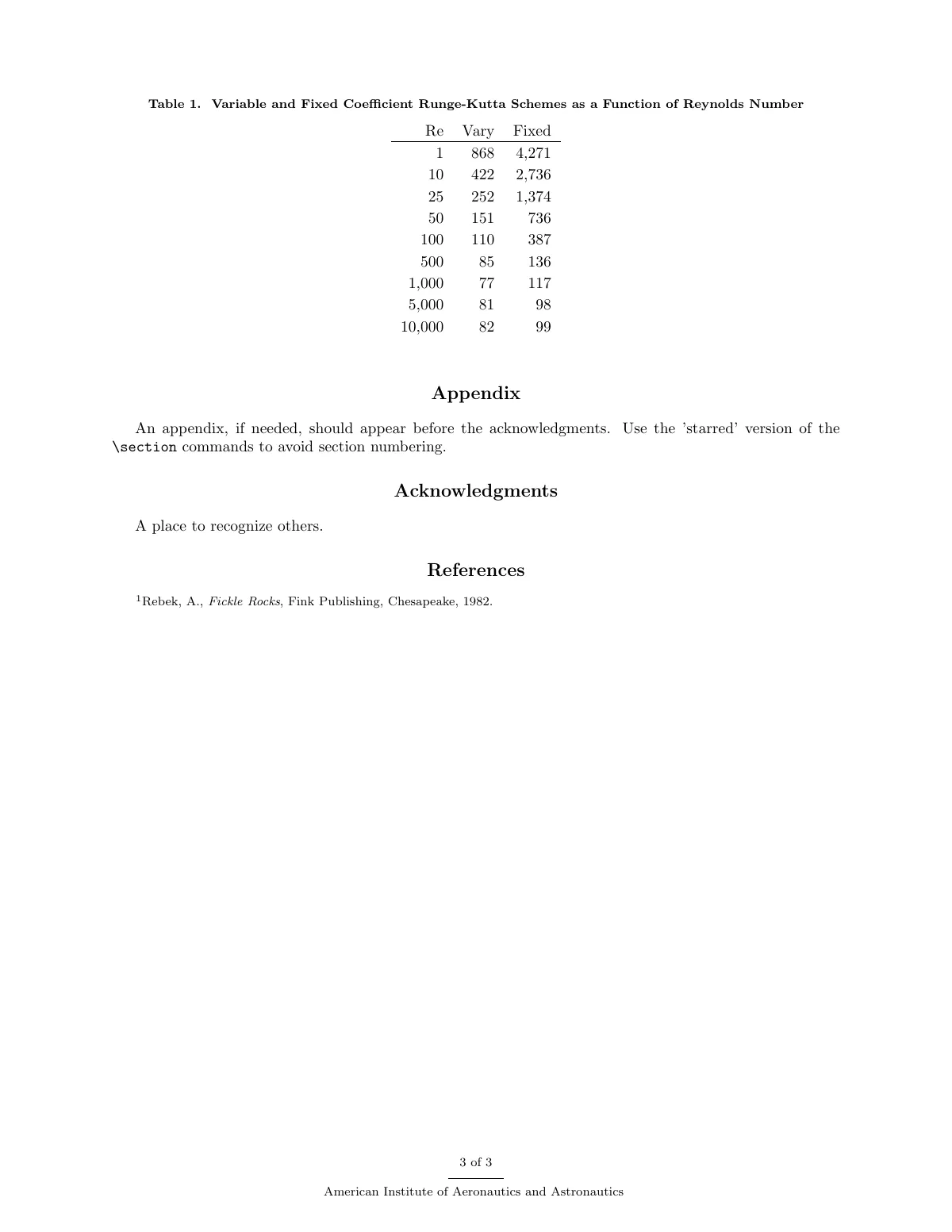 AIAA technical conference paper, basic template LaTeX template, page 3 of 3
