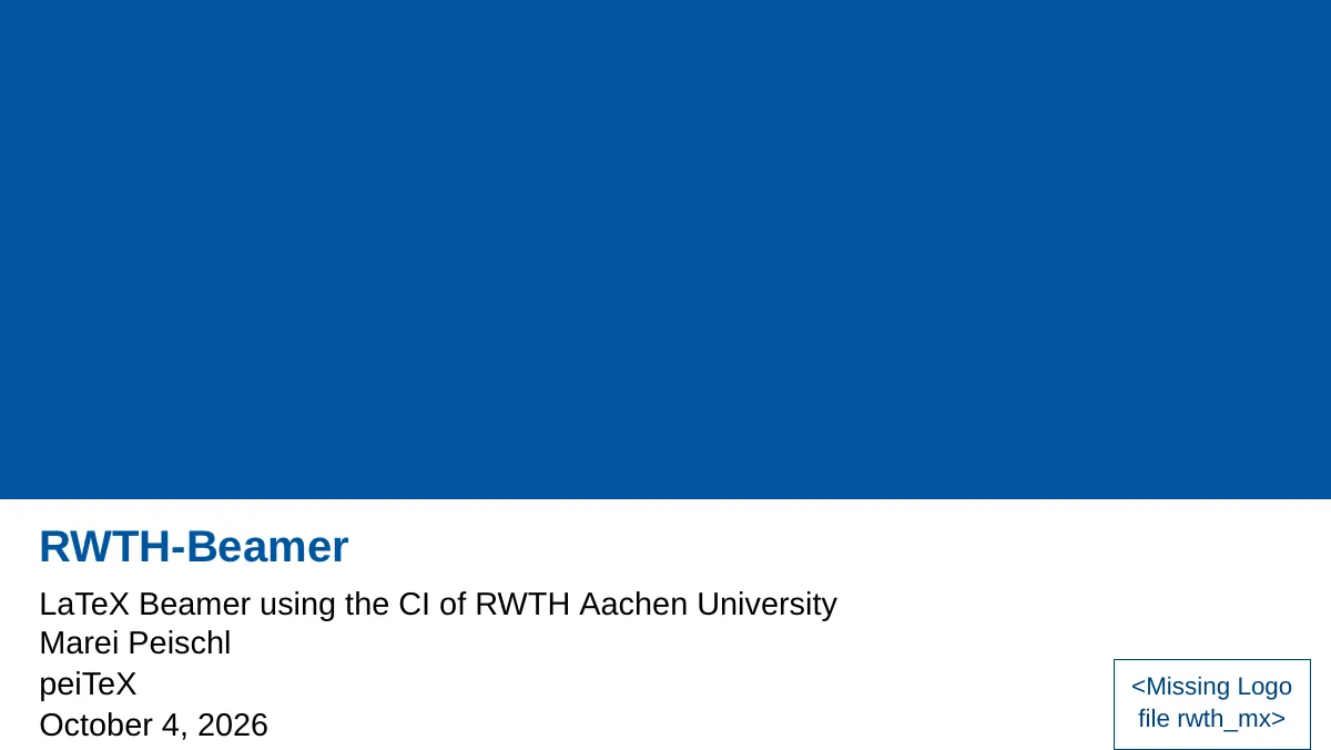 LaTeX-Vorlage RWTH Aachen University Beamer-Präsentation, Seite 2 von 9