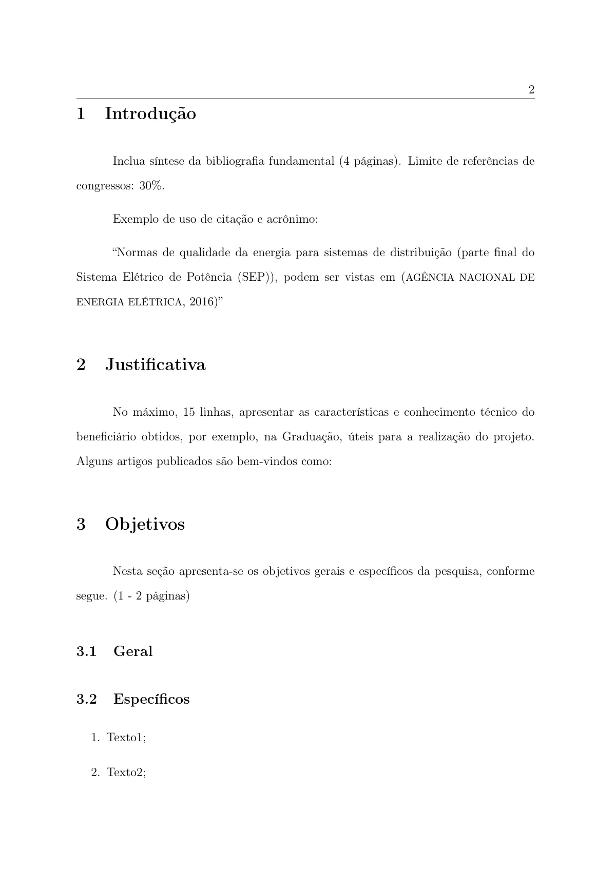 FAPESP doctoral research project proposal (Portuguese) LaTeX template, page 3 of 7