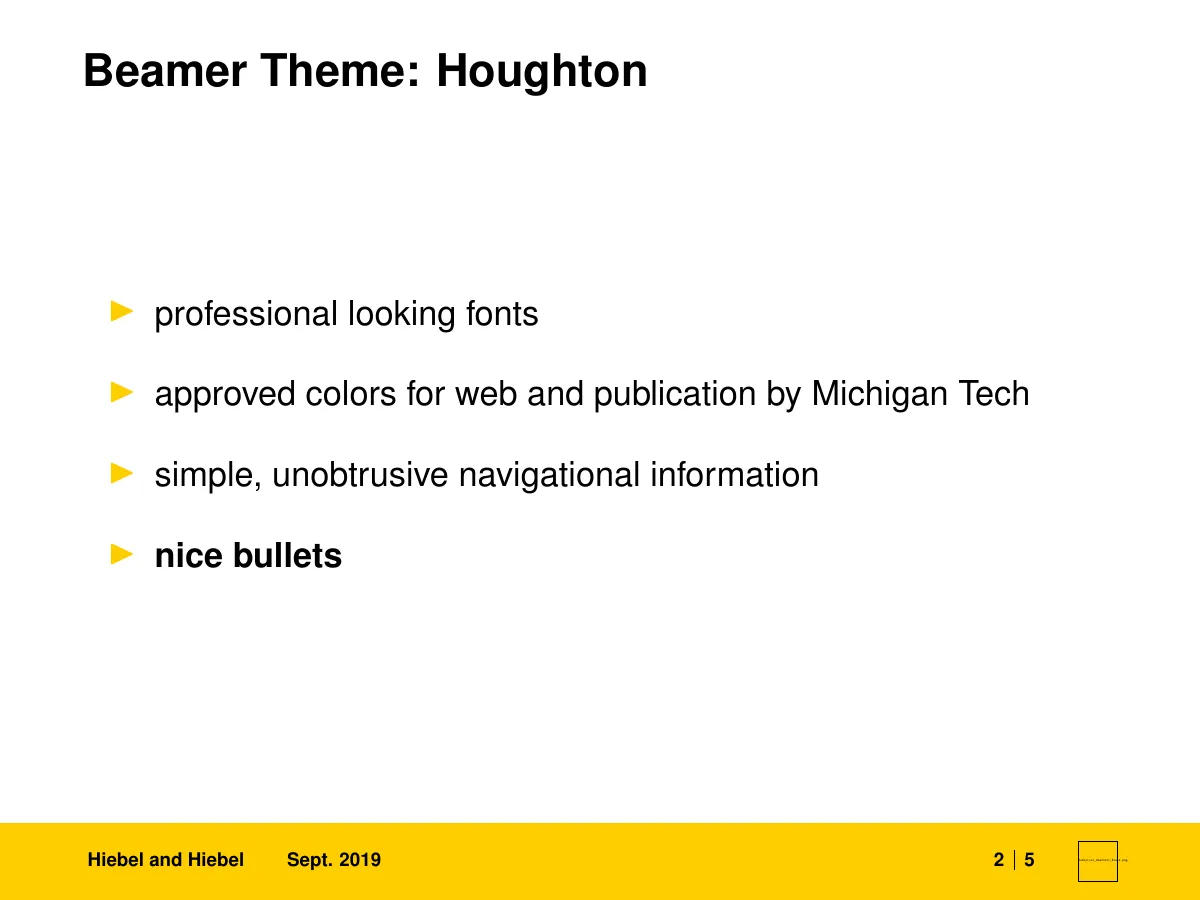 LaTeX-Vorlage Michigan Tech Beamer-Präsentations-Themes, Seite 5 von 9