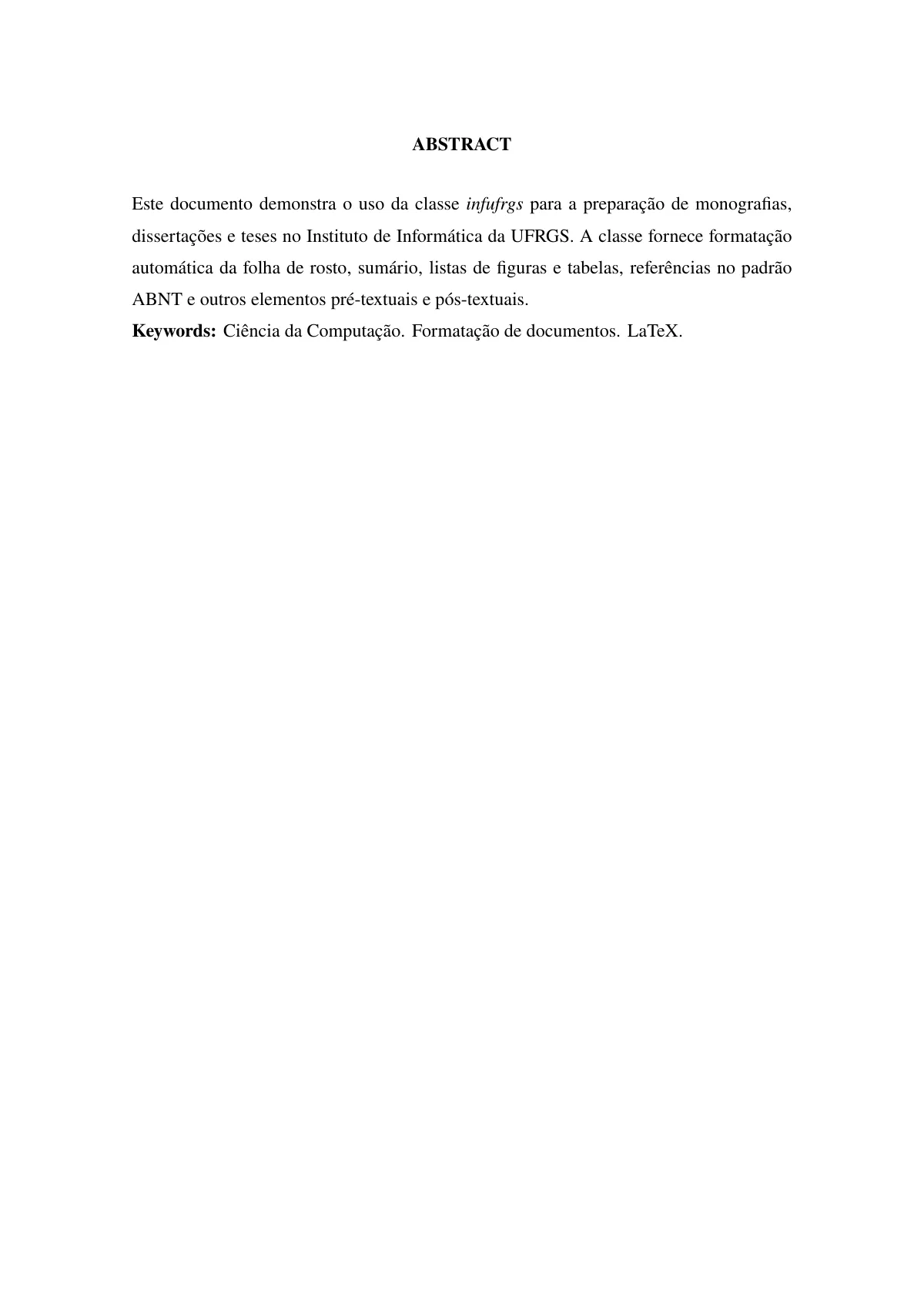 LaTeX-Vorlage UFRGS Institut für Informatik Thesis oder Monographie, Seite 5 von 14
