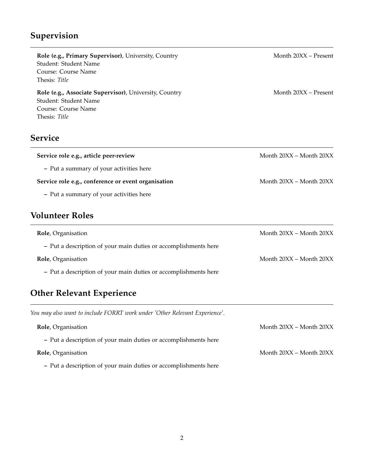 Academic CV with open science badges LaTeX template, page 2 of 5