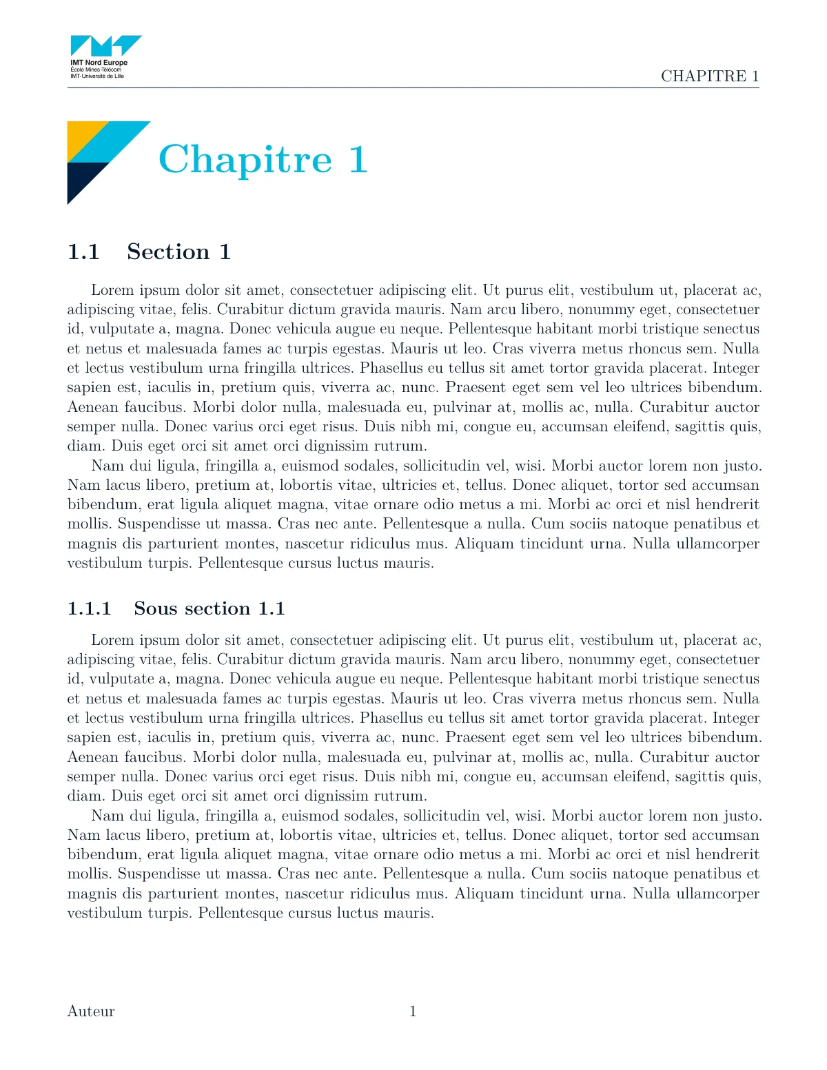 Modèle LaTeX Rapport IMT Nord Europe, page 5 sur 12