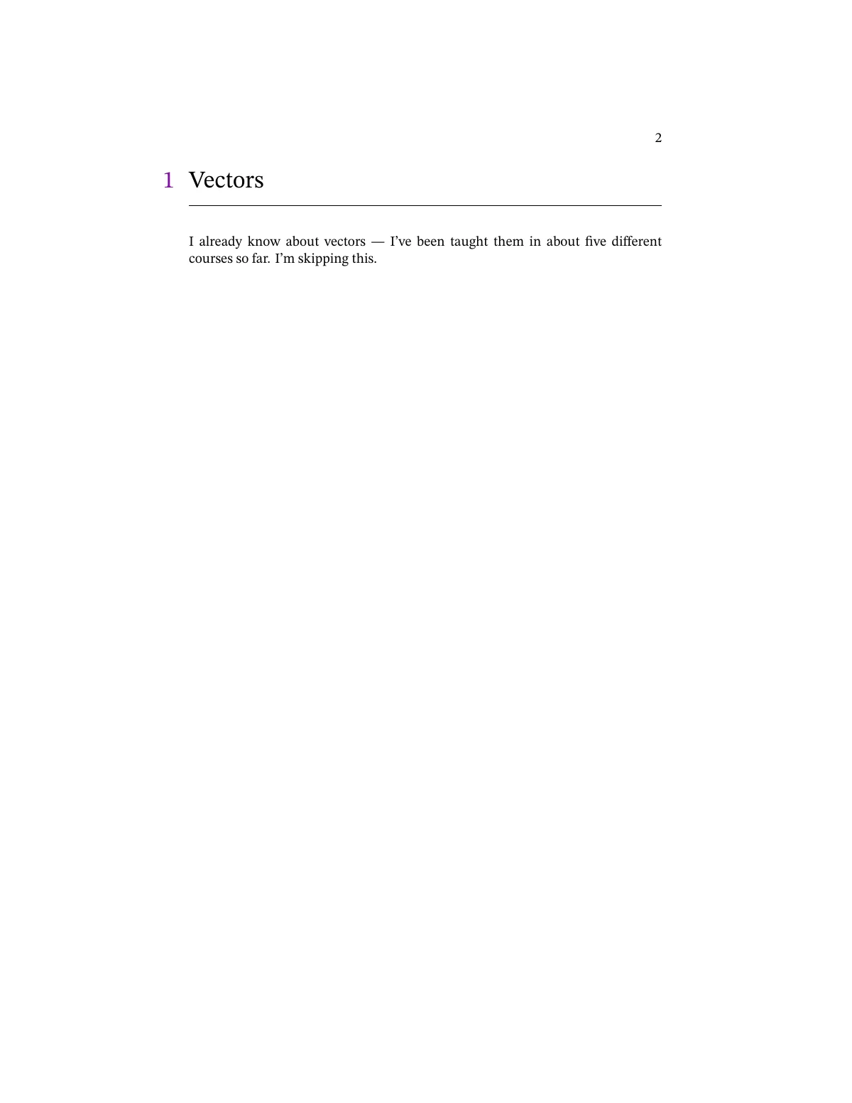 Multivariable calculus lecture notes with contents LaTeX template, page 2 of 14
