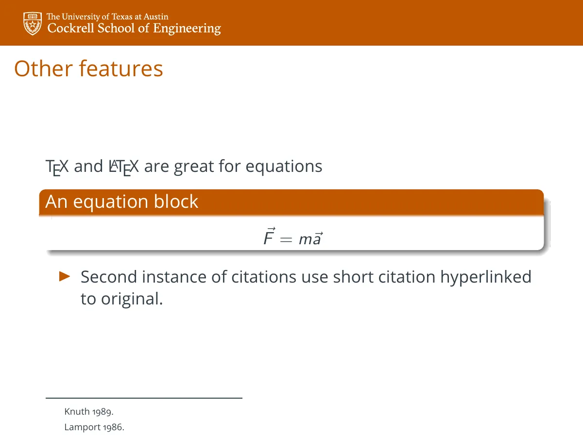 UT Austin Cockrell School of Engineering Beamer LaTeX template, page 4 of 5