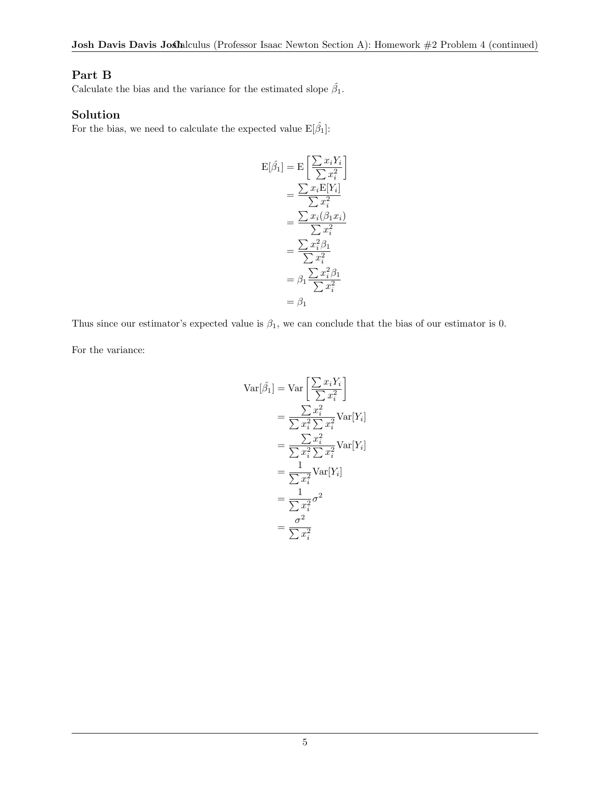 Homework assignment with problems and solutions LaTeX template, page 5 of 7