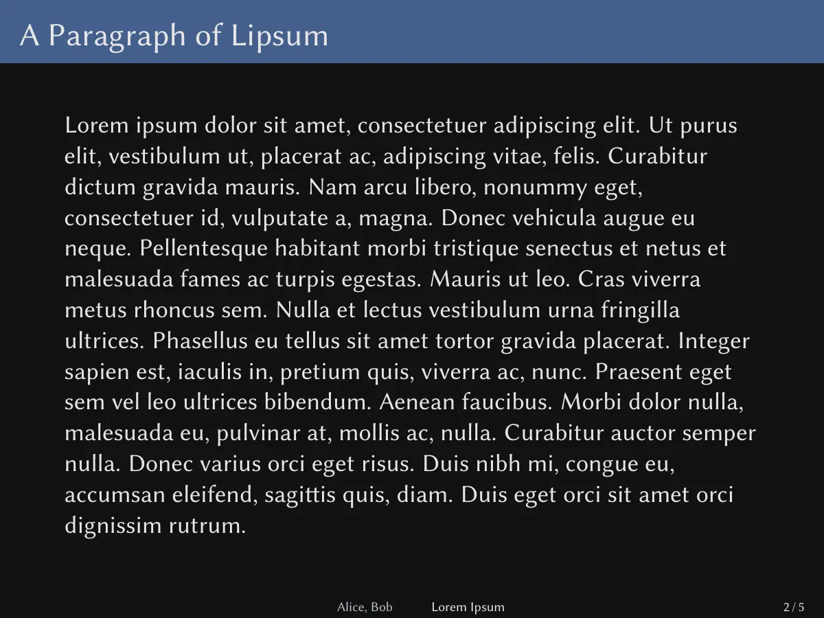 Plantilla de LaTeX Tema oscuro de Beamer (cknopmpf), página 2 de 6