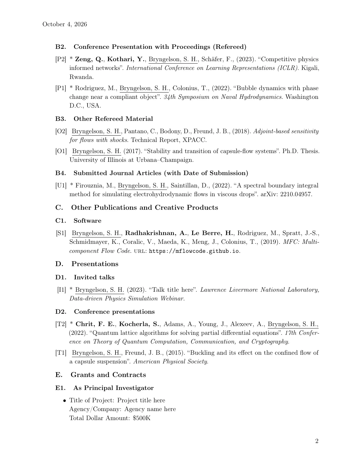 Georgia Tech faculty CV for promotion and tenure LaTeX template, page 3 of 6