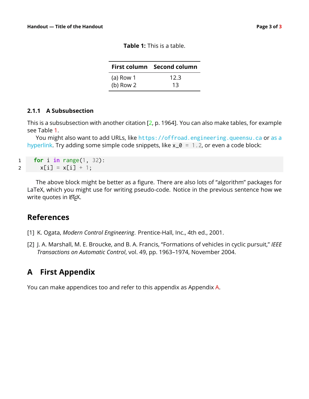 Course handout for engineering classes LaTeX template, page 3 of 3