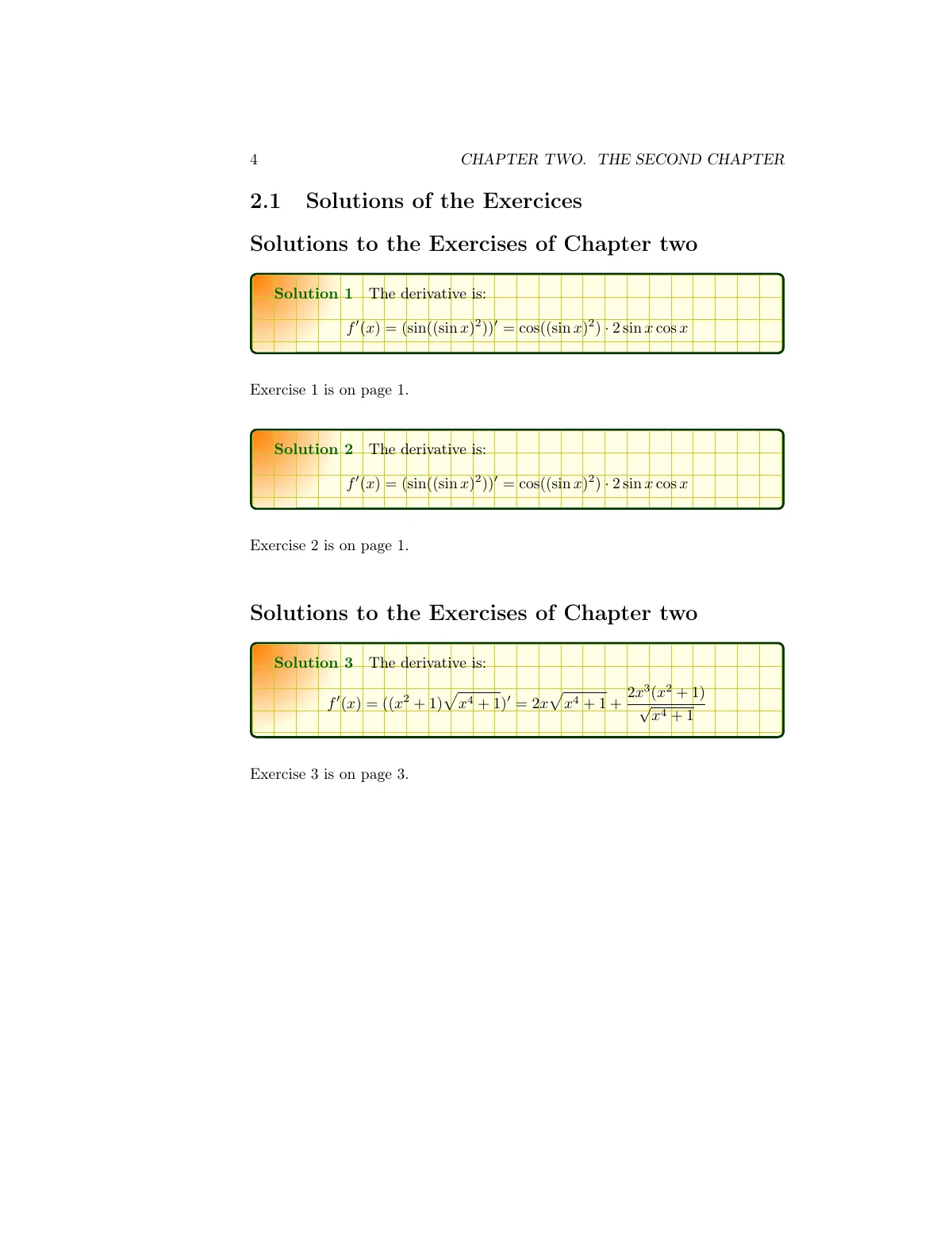 Modèle LaTeX Exercices avec références de page de solution, xsim, page 4 sur 4