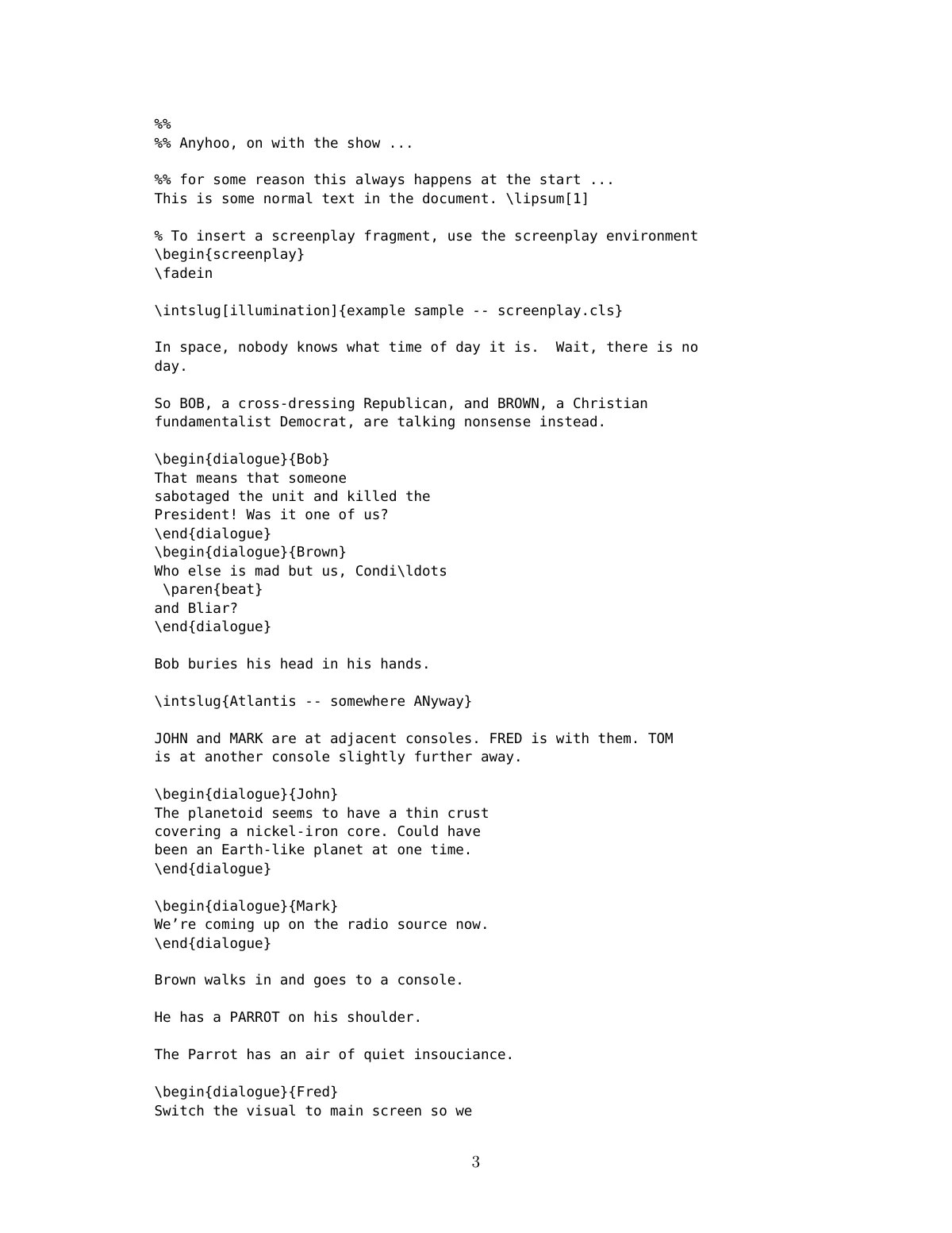 screenplay-pkg package manual LaTeX template, page 3 of 4