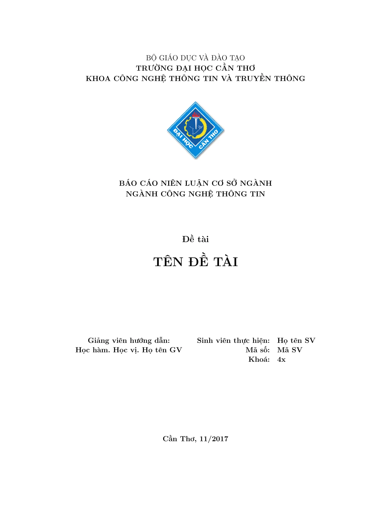 Can Tho University graduation thesis, Vietnamese LaTeX template, page 2 of 12