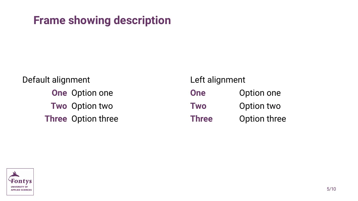 LaTeX-Vorlage Fontys Beamer-Theme, Seite 5 von 10