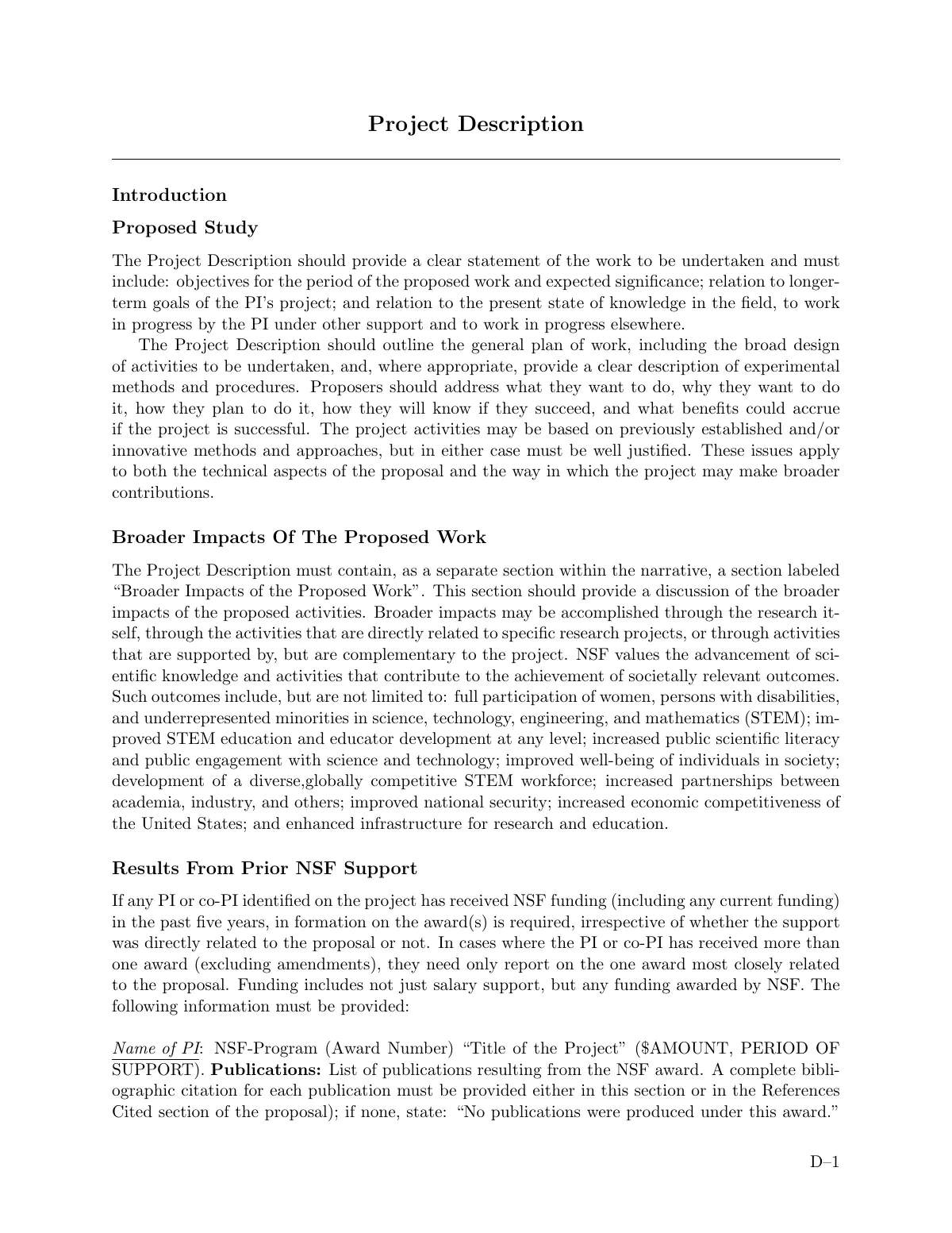 NSF grant proposal LaTeX template, page 2 of 8