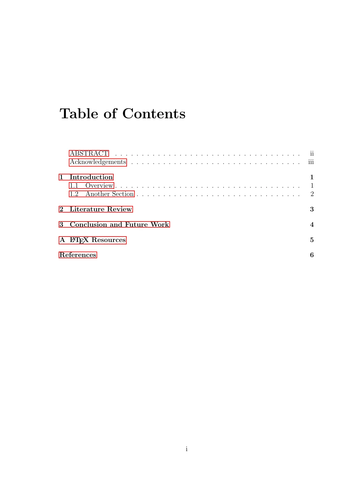 LaTeX-Vorlage Abschlussarbeit für höhere Grade der University of Wollongong, Seite 5 von 13