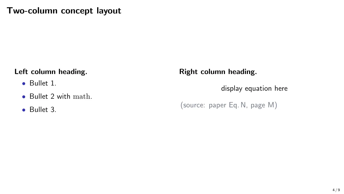 Beamer journal-club talk, 16:9 LaTeX template, page 4 of 9